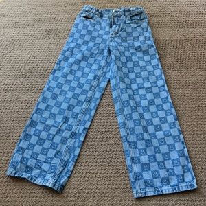 PacSun Kids Smiley Checker Baggy Jeans